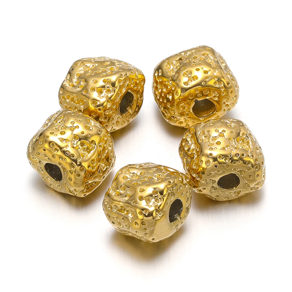 

5pcs Stainless Steel Gold Color Plated Irregular Dice Charms Pendants Beads for DIY Jewelry Making Necklace Wholesale Components