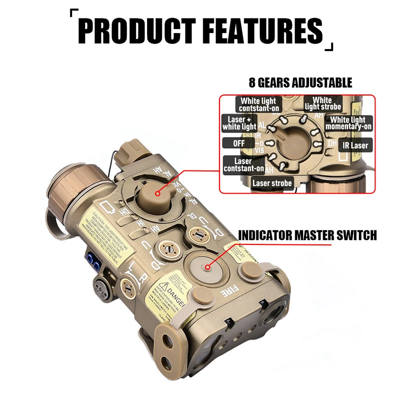 Фото Тактический металлический Surefire M300A M600C NGAL OGL PEQ, красная точка, зеленый лазерный индикатор, двухфункциональный переключатель, подходит для рельса 20 мм, страйкбола, охоты №2