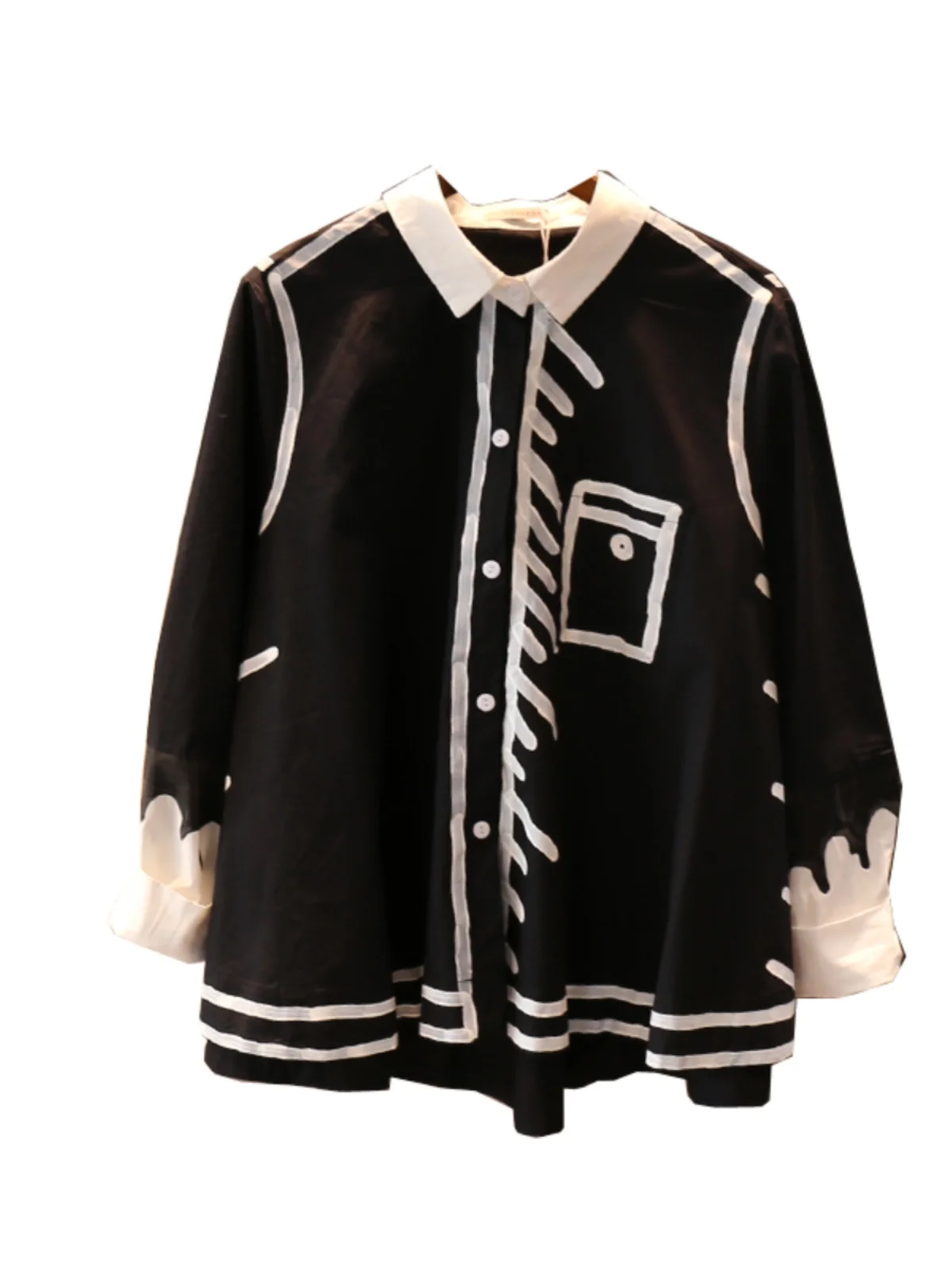 Осень 2024 элегантные универсальные художественные рубашки с длинными рукавами и