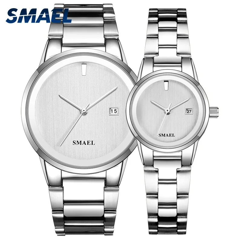 SMAEL Fashion Couple Watches Pair Men and Women Minimalist Style Quartz Watch For Lovers 9004