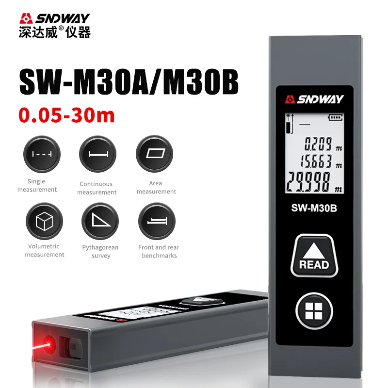 Умный лазерный дальномер SNDWAY 30 м перезаряжаемый