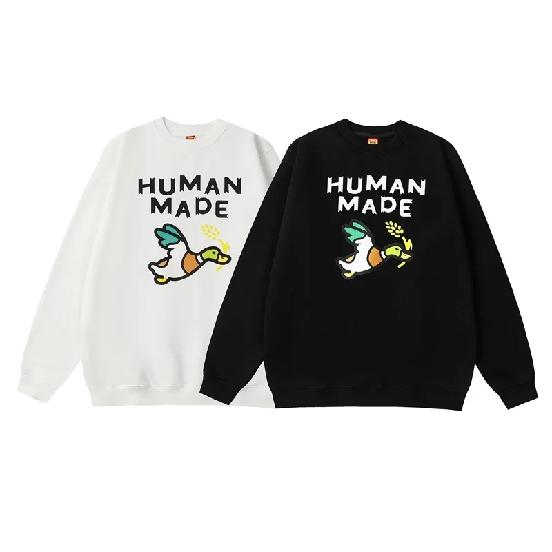 

23SS 인간이 만든 Made By Men Women Fleece Hoodies Flying Duck Wheat Print Sweatshirts Standard Cotton Loose Hooded Pullovers
