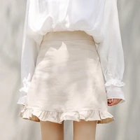 high waist ruffles hem a line skirts 2021 women korean chic spring summer new female sweet cute mini short skirts college style