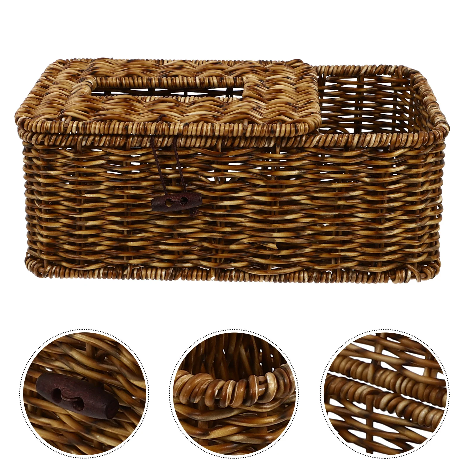 

Wicker Napkin Holder Vanity Decor Remote Control Rattan Tabletop Box Farmhouse Tissue Square Basket
