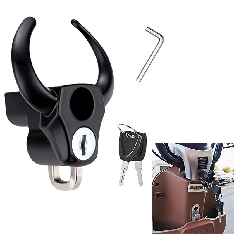 

Универсальный металлический замок для мотоциклетного шлема, велосипедный руль, шлем, противокражный защитный замок, аксессуары с двумя крючками и двумя ключами