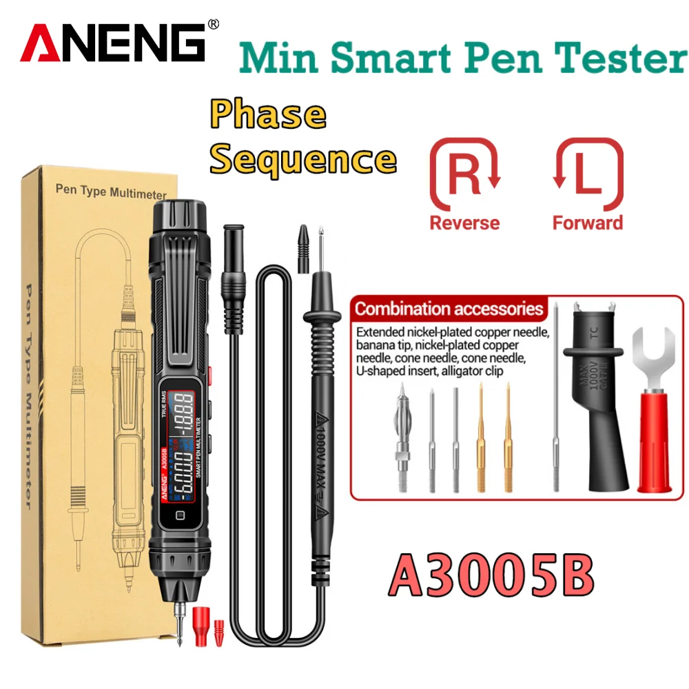 

ANENG A3005B Phase Sequence Test Pen Detector Multimetro Instant Testing Digital Multimeter AC/DC Voltage Ohm Diode Tester Tools