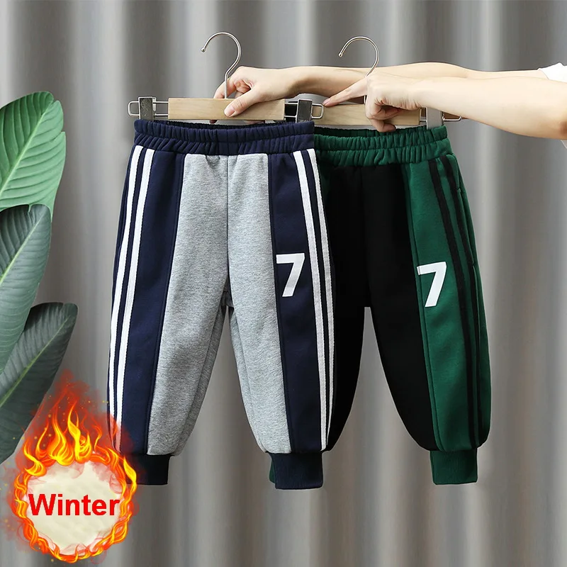 

Teen Boys Winter Warm Jogging Pants Thickening Sport Pants 2-11Years Children Clothing Plus Velvet Kids Trousers Casual Pants