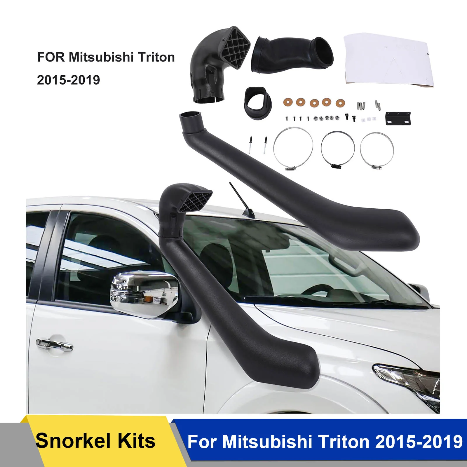 

Car Snorkel Kits Air Intake for Mitsubishi L200 Triton 2015 2016 2017 2018 2019 Matte Black 2.4L Turbo Diesel (4N15 Engine)