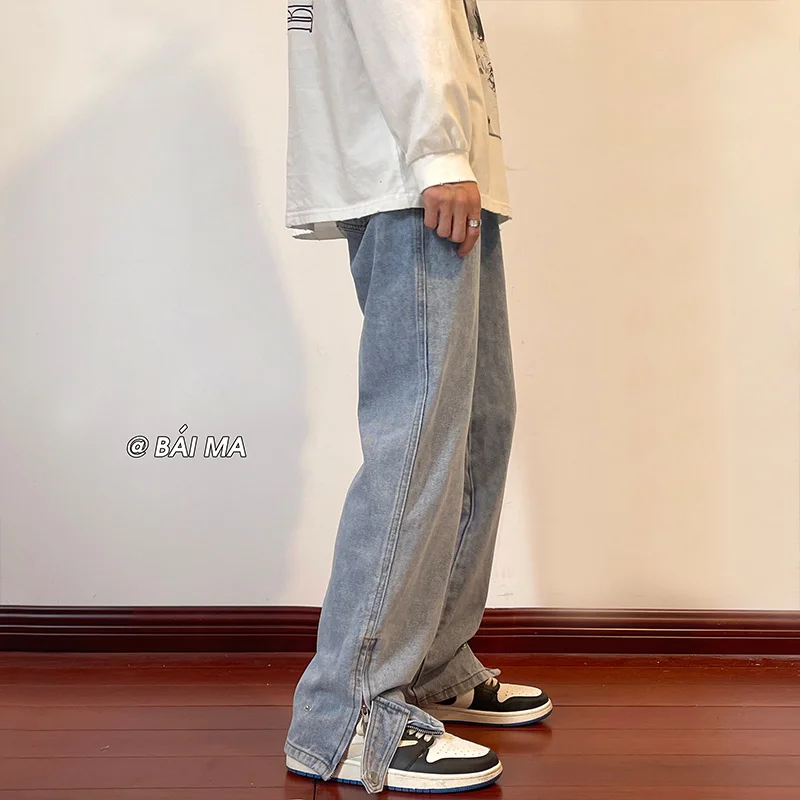 3 Colors Baggy Jeans Men Fashion Retro Casual Straight Jeans Men Streetwear Hip Hop Loose Denim Pants Mens Trousers S-2XL