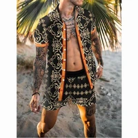 2022 summer new mens hawaiian vacation short sleeve casual floral shirt fashion beach shorts suit two piece s 3xl