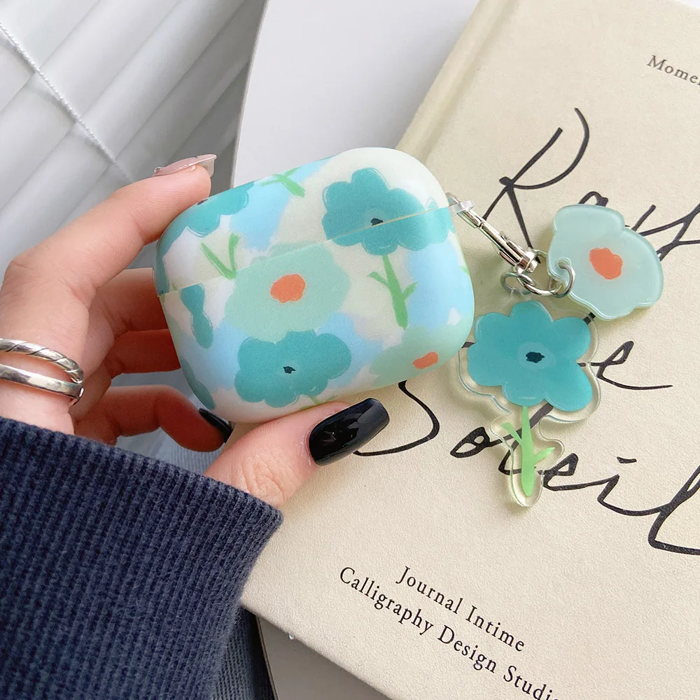Чехол для наушников AirPods 2 3 Pro мягкий чехол из ТПУ с цветочным рисунком брелоком