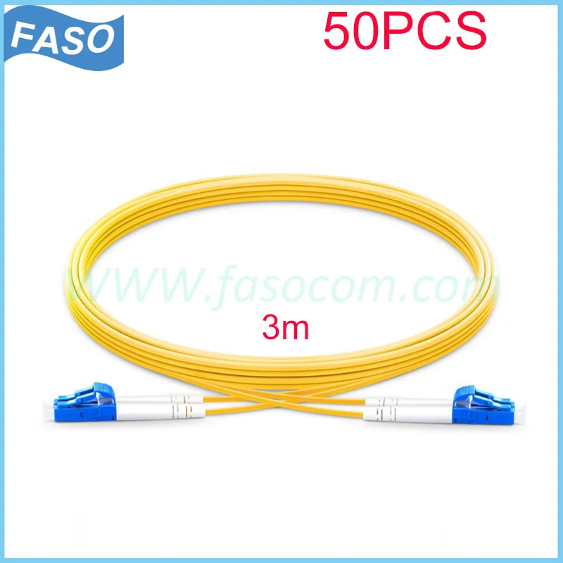 

Фасо 50 шт. 3 м оптоволоконный джемпер LC/UPC-LC/UPC Одномодовый G652D 3,0 ММ DX Core оптический волоконный патч-корд желтый LSZH оболочка