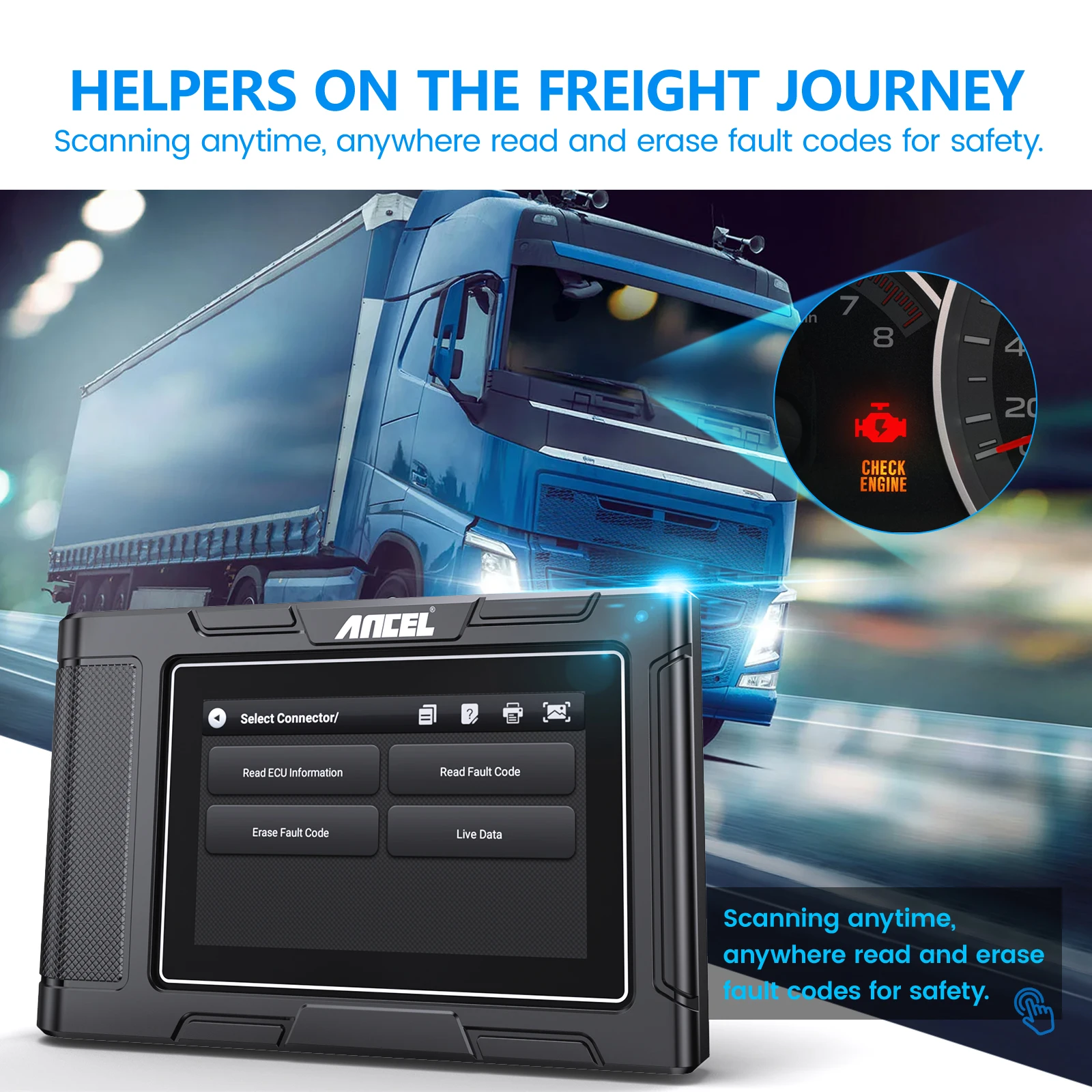 ANCEL HD3300 Сверхмощный сканер грузовиков OBD2 D.PF Сброс масла для Cummins FUSO ISUZU MaxxForce Volvo