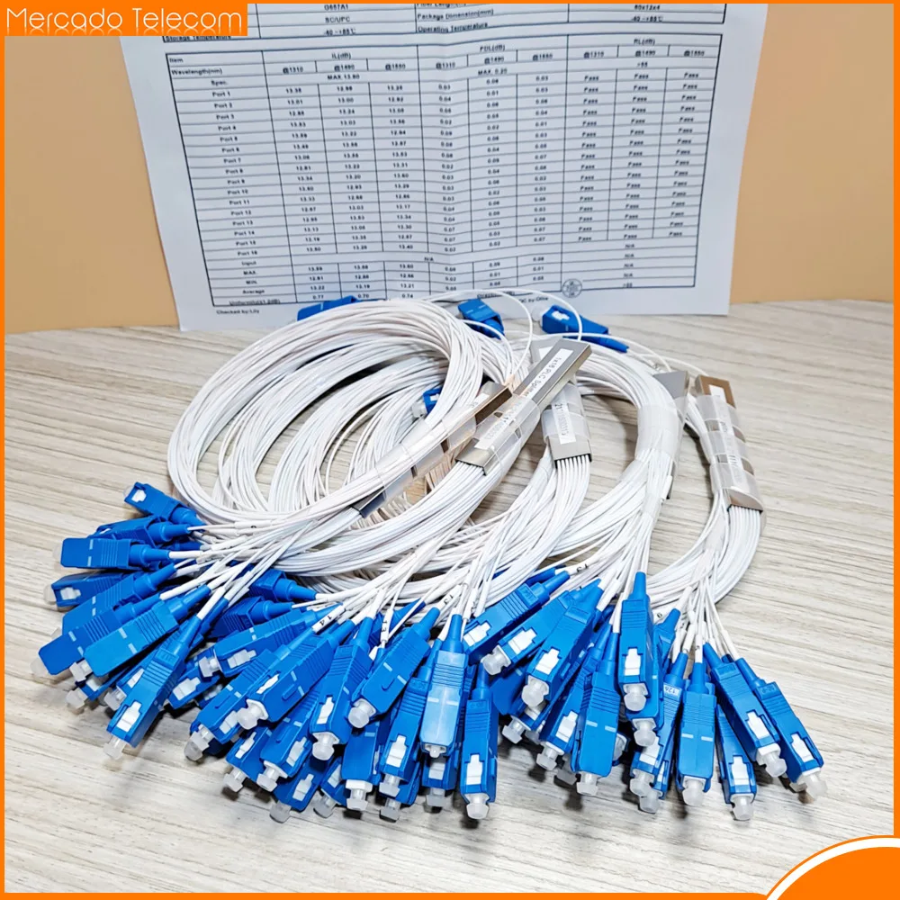 Free Shipping 10pcs/lot 1x2 1x4 1x8 1x16 PLC SC/UPC SM 0.9mm High Quality 1m FTTH Fiber Optic Splitter SC UPC