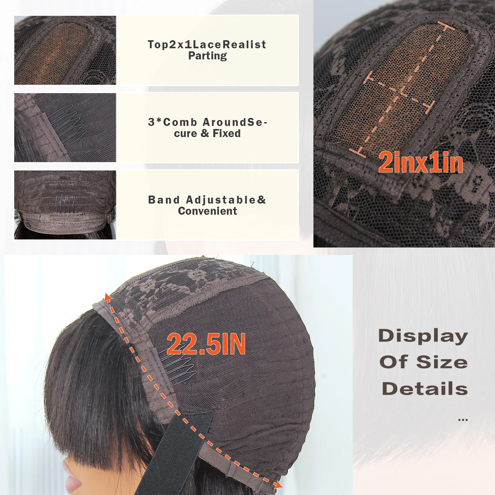 Yaki прямые коричневые выделяющиеся человеческие волосы парики для женщин челки