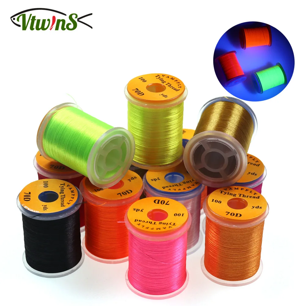 

Vtwins 100 Yard UV 70D Fly Tying Thread Small Flies Midge Nymph Dry Fly Fishing Lure Making Material Fly Tying Accessories