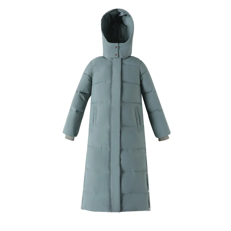 Thick Long Down Parka Women Down Jacket Hooded Winter Warm Thick Coat Female Casual Loose Button Zipper Outwear Oversized 2022