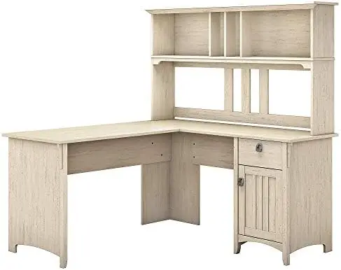 

L Shaped Desk and Hutch, Cape Cod Gray