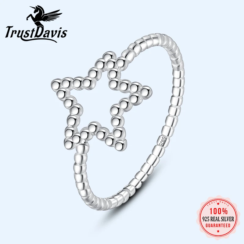 

TrustDavis Настоящее серебро 925 пробы кольца звездный стиль подарок на день рождения для дочери девушек женщин леди ювелирные изделия S925 оптовая...