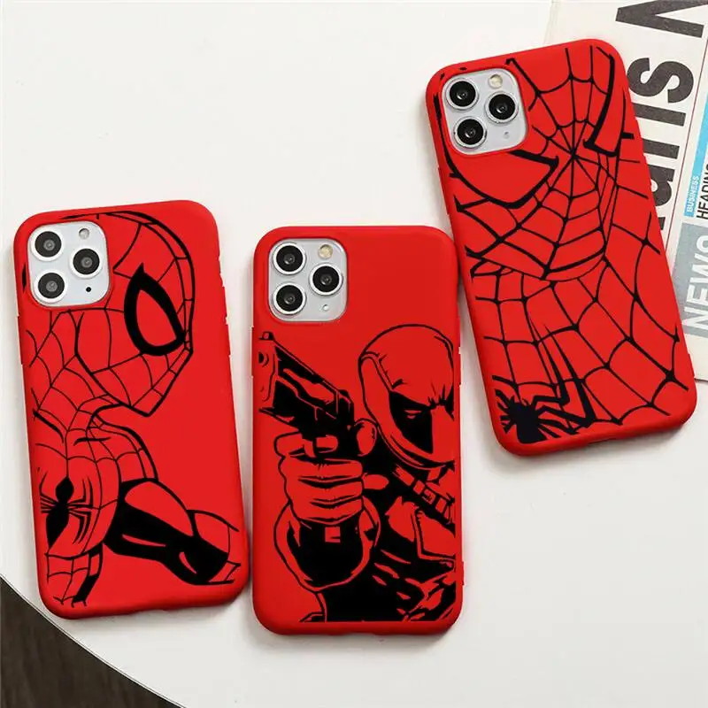 

Marvel SpiderMan Venom Deadpool Captain America Phone Case For iphone 14 13 12 11 Pro Max Mini XS 8 7 6 6S Plus X SE 2020 XR Red