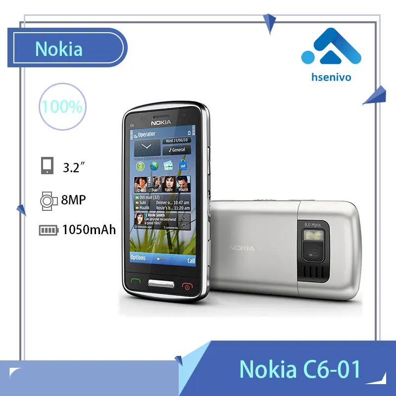 

Nokia C6-01 Refurbished- original Unlocked 3.2inch cell mobile phone GSM 3G WIFI GPS 8MP 1GB internal memory Free shipping
