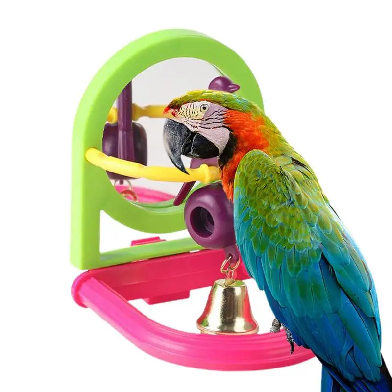 

Bird Mirror Cage Comfy Perch Interactive Bird Mirror With Perch Bird Toys Swing For Greys Amazons Parakeet Conure Lovebirds