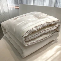 super fiber quilt winter thickened comforter warmth polyester double sided soft king queen full size gray blanket