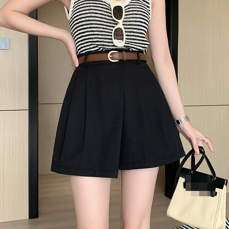 2023 Summer Fashion Cargo Shorts High Waisted Loose Wide Leg Pants A-line Casual Shorts  Black Shorts  Shorts for Women