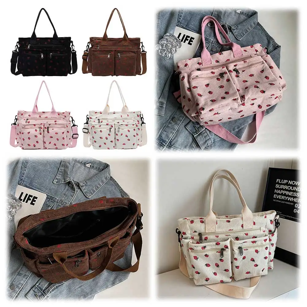 Женская клубничная сумка через плечо стильная с регулируемым ремешком