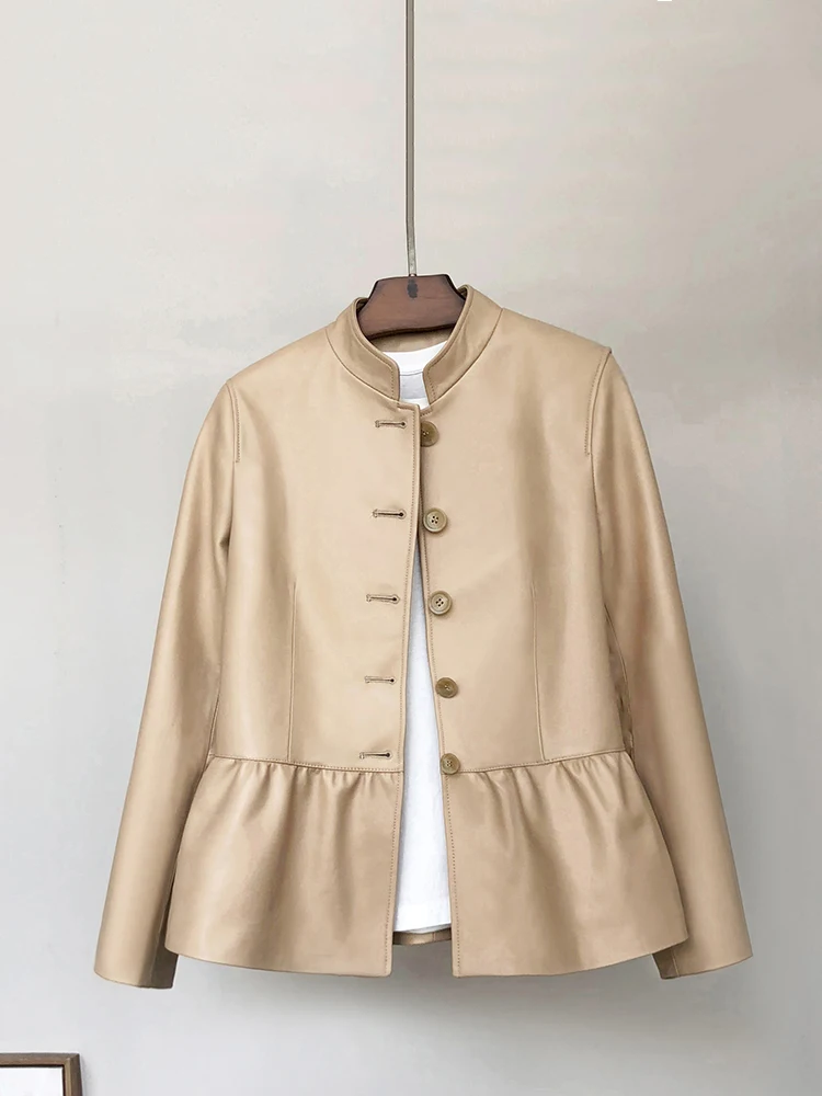 Популярное в этом году кожаное пальто Haining женское короткое облегающее из овчины