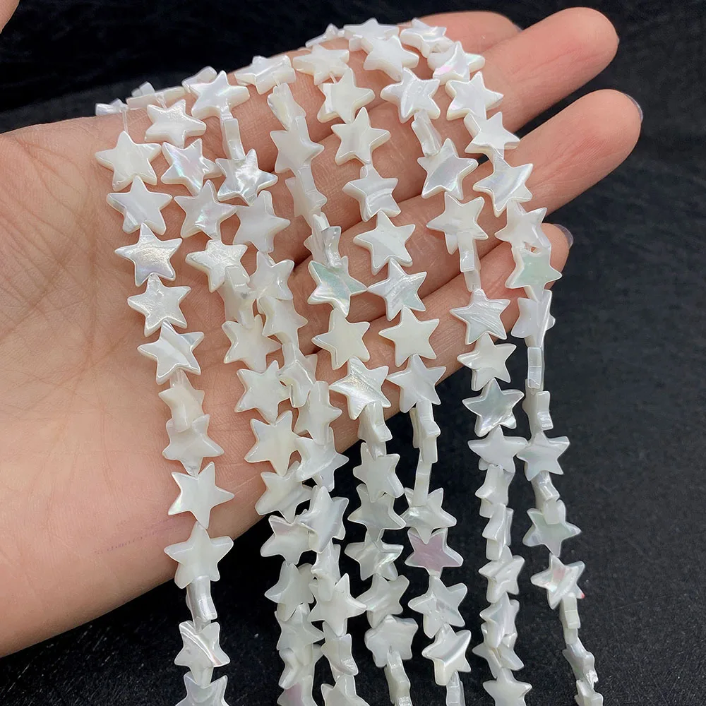 

8/10/12mm White Freshwater Beads Natural Pearl Shell Star Charm Spacer Beads for Jewelry Making DIY Necklace Accessories