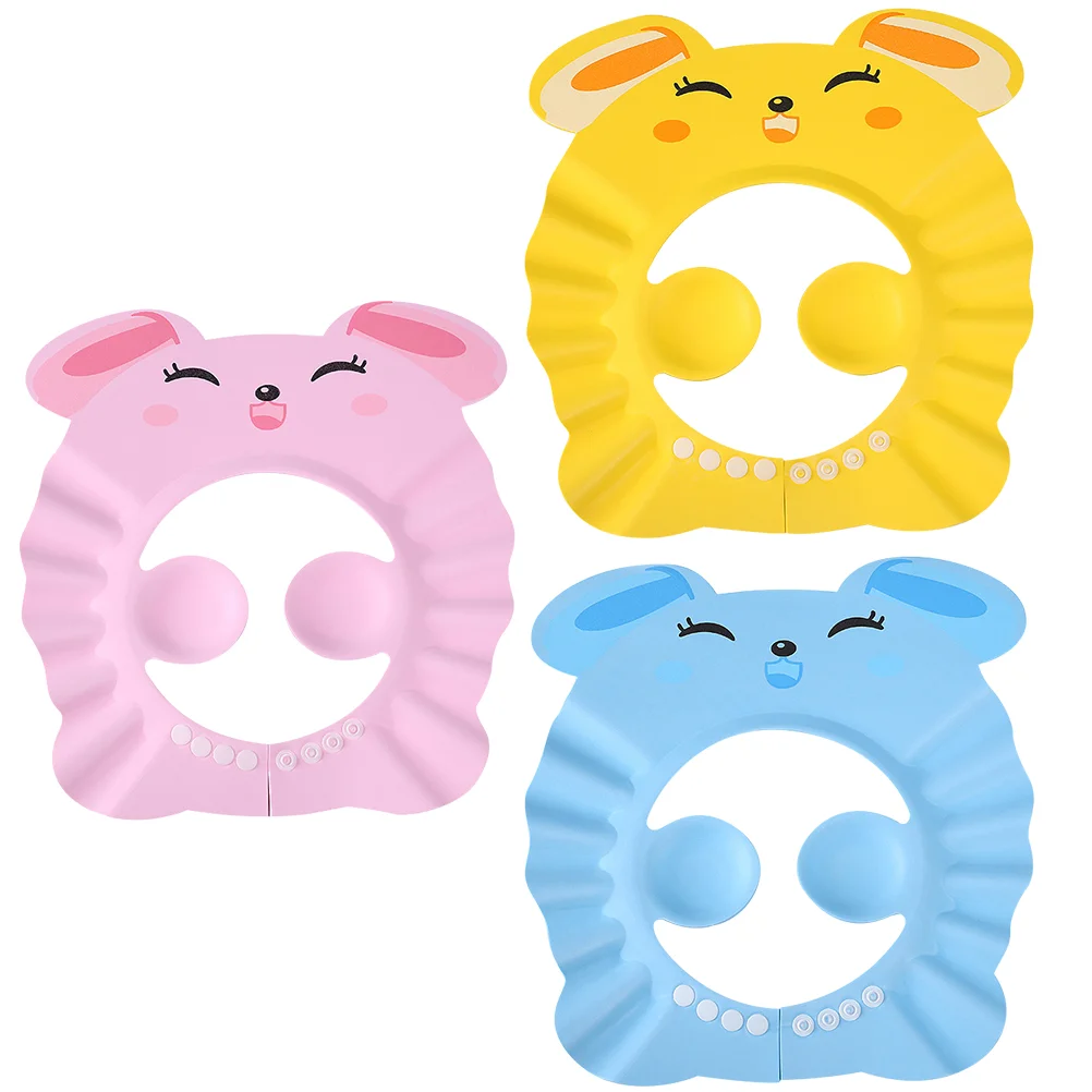 

3 Pcs Safe Baby Shower Infant Bathing Hat Water-proof Shower Protection