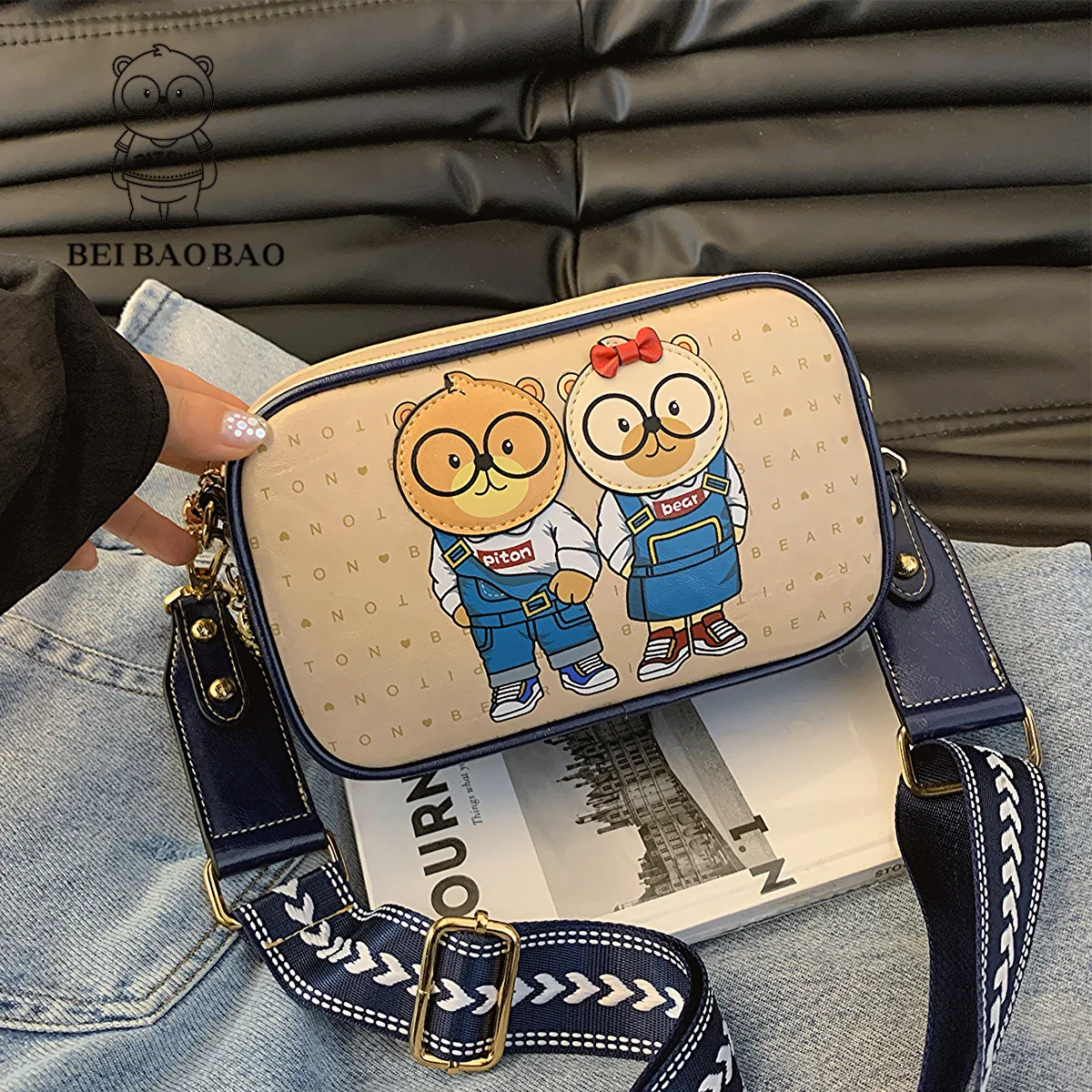 Beibaobao 2024 новая контрастная цветная сумка через плечо на одно повседневная модная