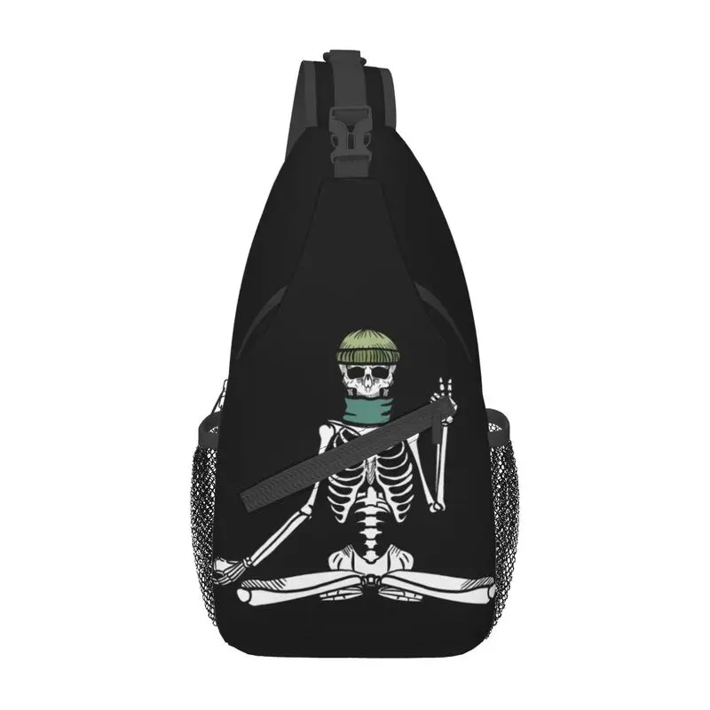 

Funny Skeleton Skull Sling Crossbody Backpack Men Custom Shoulder Chest Bag for Cycling Camping Daypack