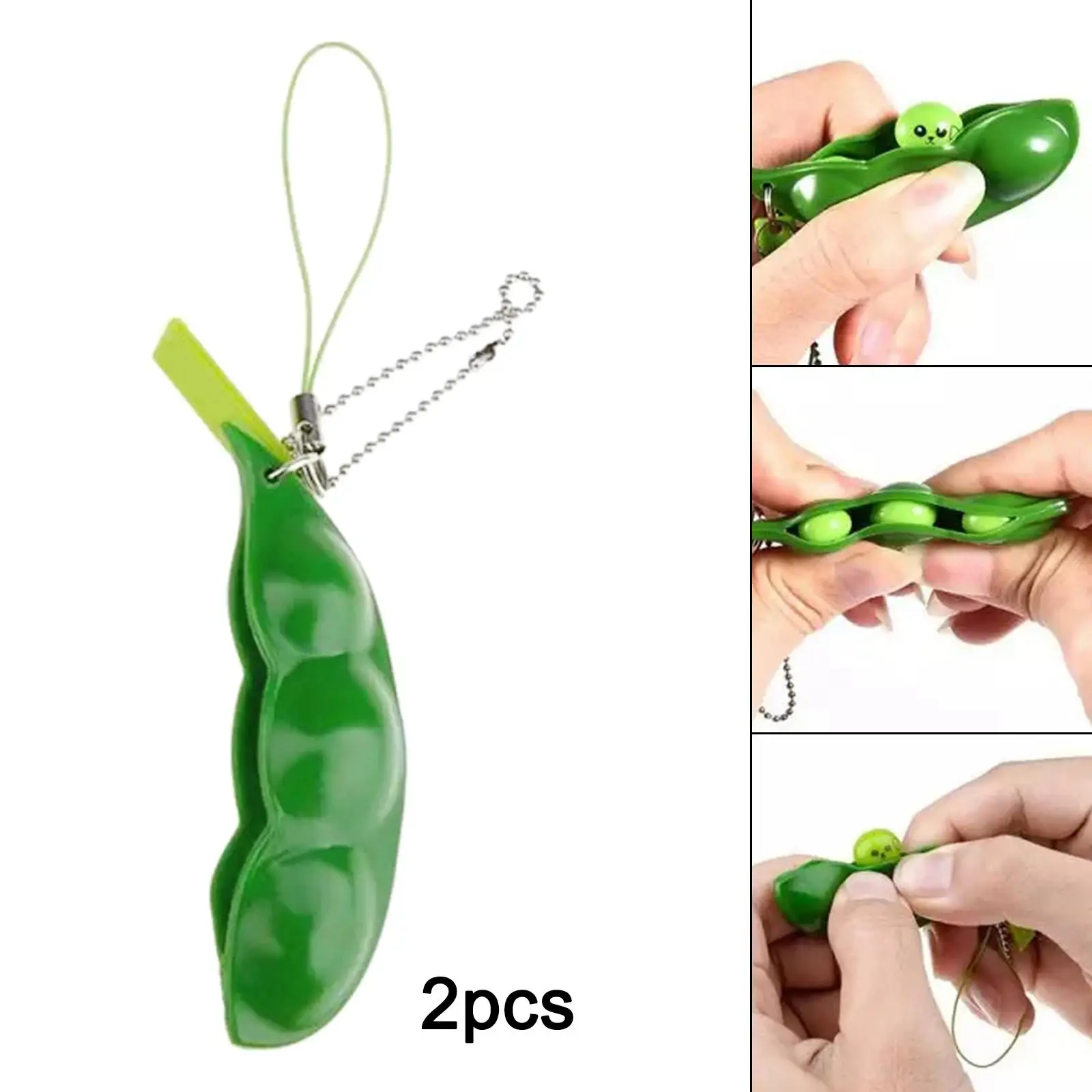 

6pcs Fidget Toys Decompression Peanut Toys Squishy Squeeze Beans Edamame Keychain Cute Stress Releiver Adult Kids Toys Gift