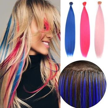 Hairstar Colored Strands for Hair Solid Color Extensions Set of 50 or 20 Synthetic Wigs Wig Solid Color Extensions 1