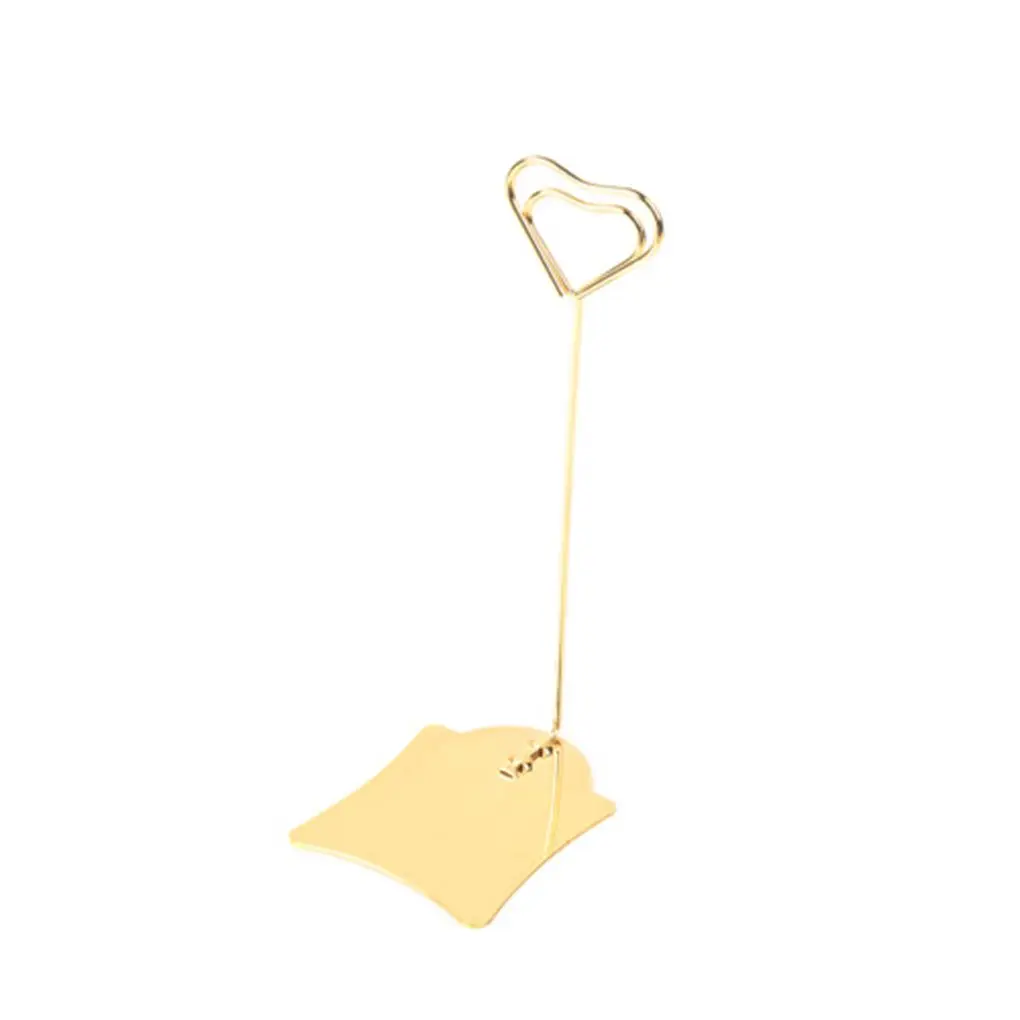 

Metal Plating Heart Shape Business Card Holder U-type Stand Desktop Decor Note Clip Office Ornaments