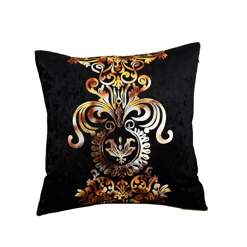 

45cm Stamping Gold Pillowcase Retro European Style 1x Sofa Office Cushion Cover Home Decorative Short Plush Pillow Cover Cushion