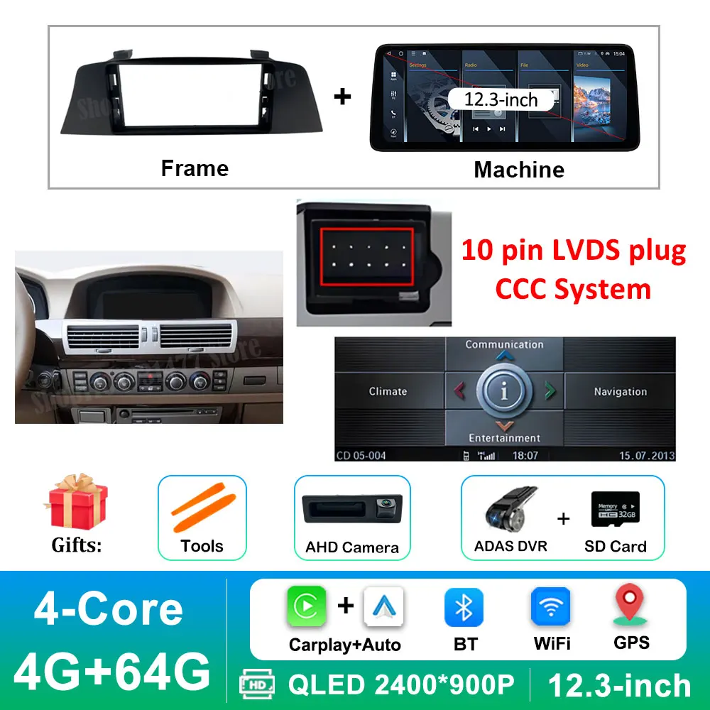 

Система CCC для BMW 7 серии E65 E66 2004-2008: GPS-навигация, Wi-Fi, Bluetooth, 4G, автомобильный видеомультимедийный плеер, Android 16, HD сенсорный экран
