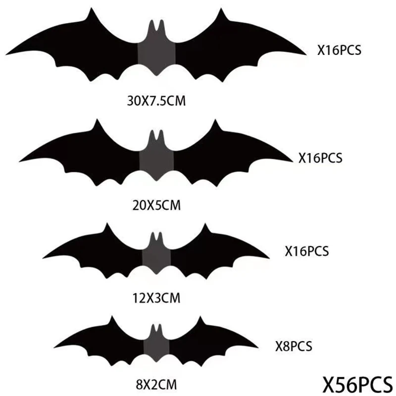 

Halloween Bat Sticker 3D Stereoscopic Bat Sticker Spider Decoration Sticker Black Bat Sticker DIY Personalized Theme Party Decor