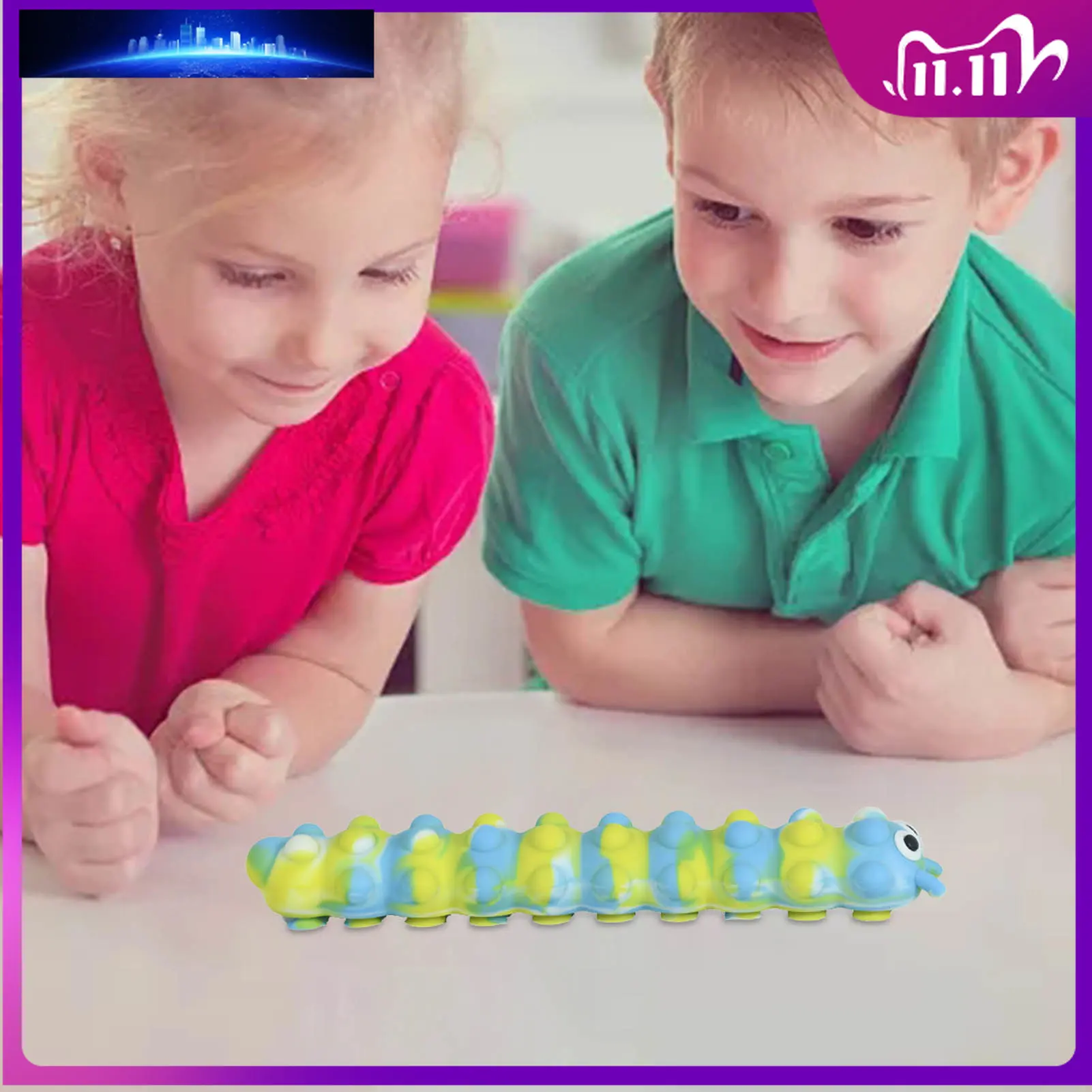 

Suction Cup Caterpillar Shape Pat Silicone Sheet Fidgets Toy Children Stress Relief Squeeze Toy Antistress Squish Descomprimir
