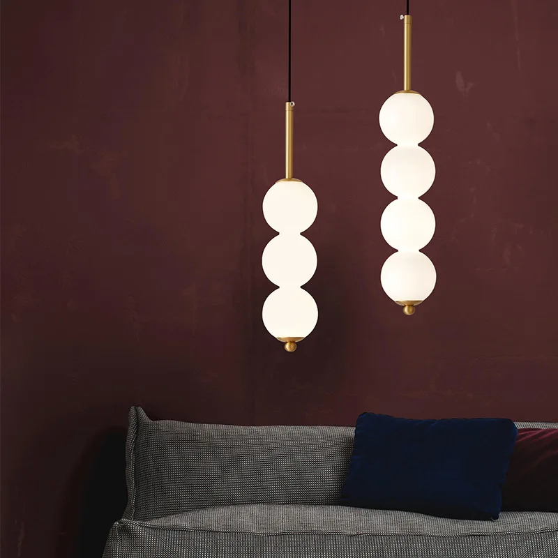 Nordic Light Luxury Bedside Pendant Lamps Full Copper Glass Ball Lamp Modern Simple Living Room Bedroom Decor Suspension Lights