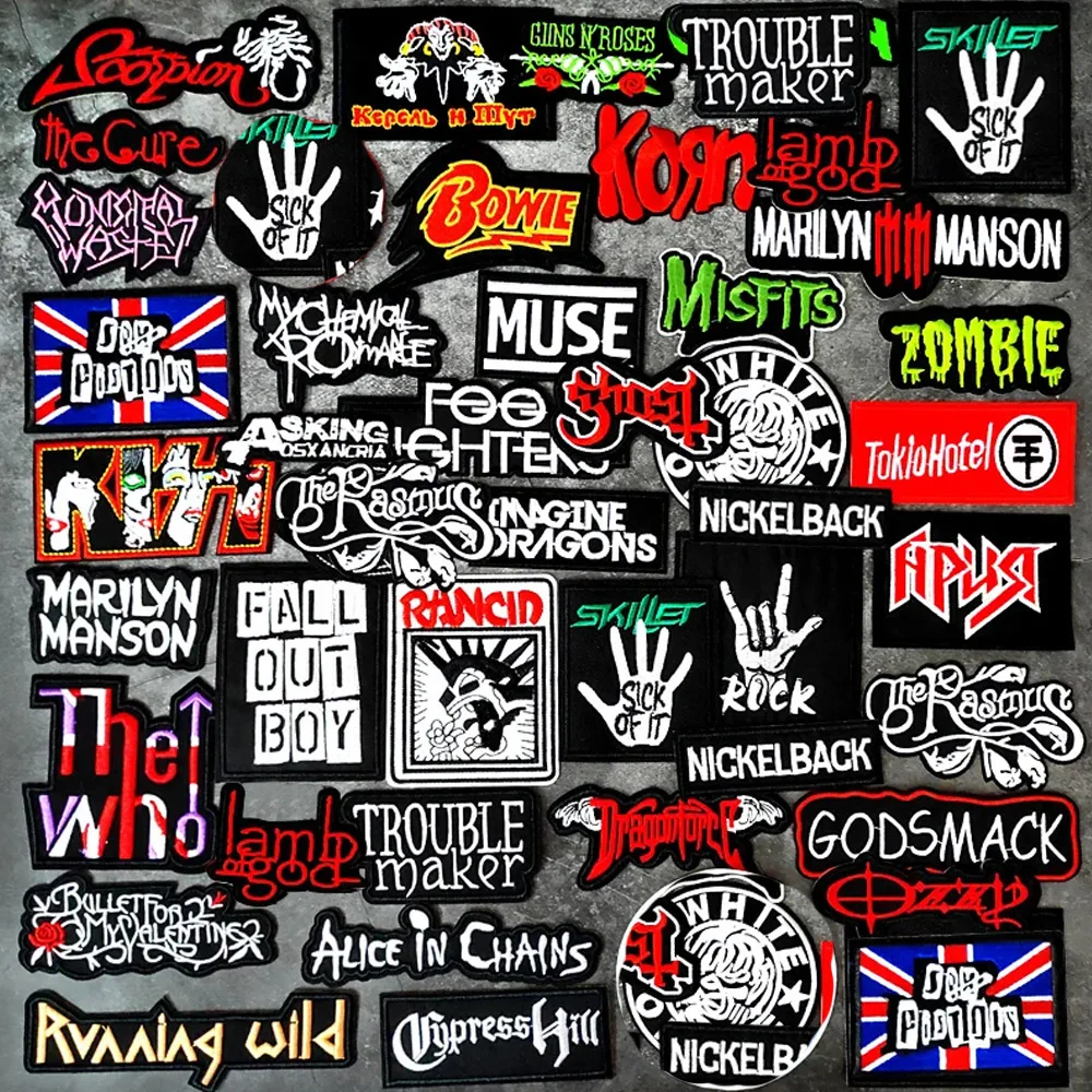 

Вышитые значки в стиле панк-рок с изображением группы Britpop, абстрактные Детские нашивки для одежды, наклейки, эмо-арт