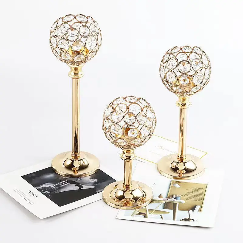 

Golden Crystal Votive Candle Holder Tealight Candle Holders Vintage Candlestick for Centerpiece Wedding Gift Home Decortion