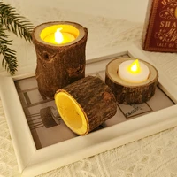 creative wooden candlestick succulent plant pot tray candle holder desktop decorations rustic wedding party home diy table decor