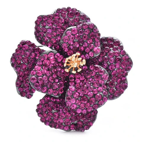 Wuli&baby Luxury Double-layer Flowers Brooches For Women Lady Shining Full-rhinestone Elegant Flower Party Office Brooch Pins