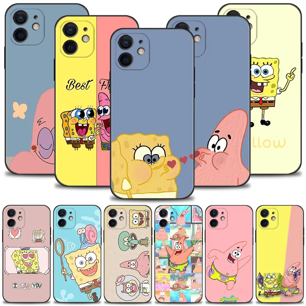 

Happy SpongeBob Patrick Star Couple Case For iPhone 14 13 12 11 Pro Max XS Max XR X 8 7 6 6S Plus SE Silicon Bumper Back Cover