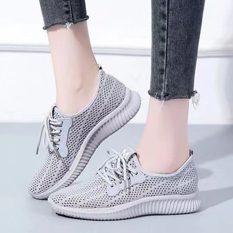 Breathable Women's Vulcanize Shoes Lace-up Female Casual Shoes Summer Mesh Platform Women Sneakers Outdoor Fashion Sports Shoes