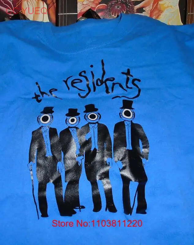 Хлопковая голубая полноразмерная РУБАШКА УНИСЕКС с головой глазного яблока Vtg