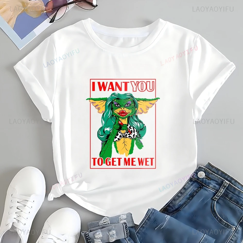 Винтажная футболка с модным принтом Гремлины из фильма топ GIZMO нейтральный тренд